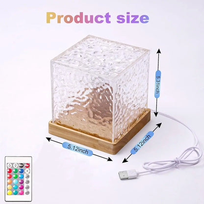 Portable Crystal Desk Lamp RGB Color Changing Night Light, Touch Lamp with USB Charging Port,Night Light