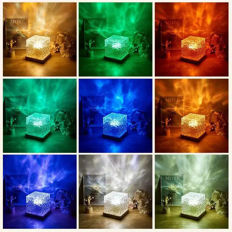 Portable Crystal Desk Lamp RGB Color Changing Night Light, Touch Lamp with USB Charging Port,Night Light